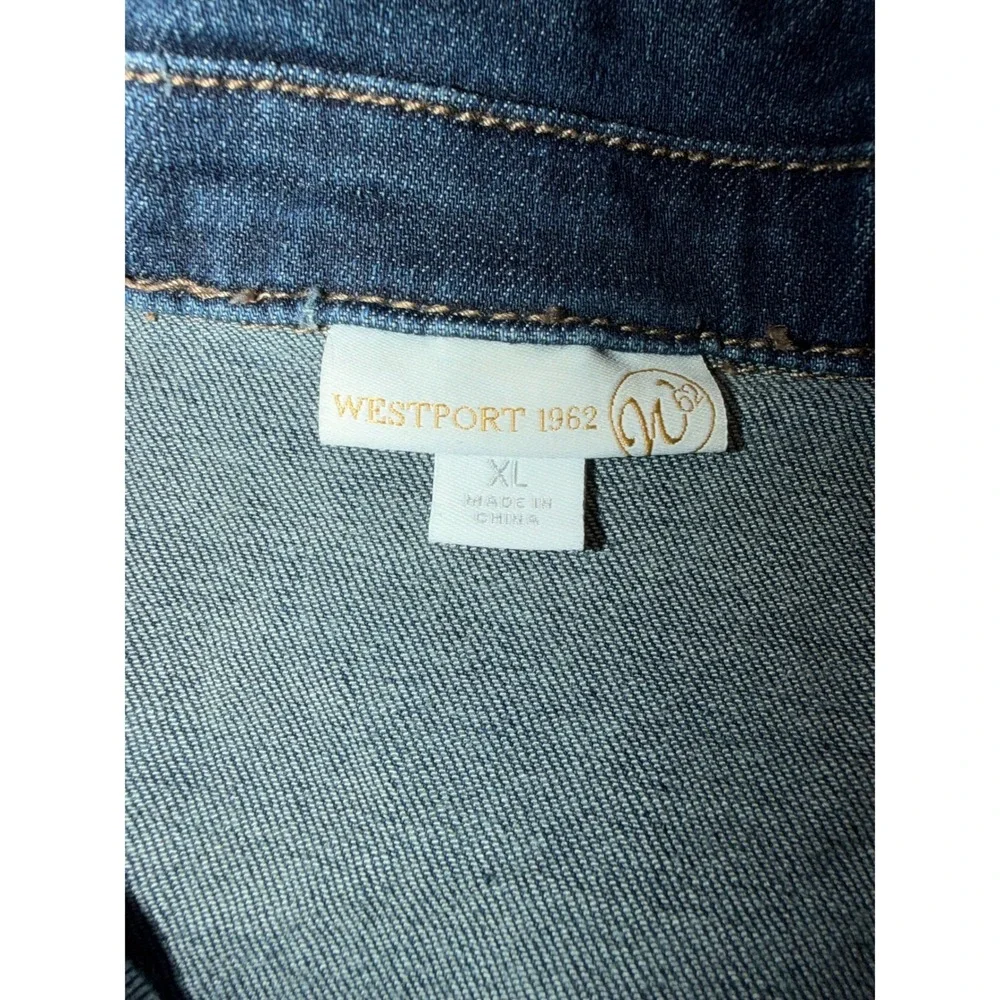 Westport 1962 Womens XL Denim Trucker Jacket Dark Wash Button Up Blue Jean Coat - Picture 4 of 8